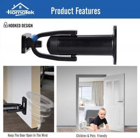 img 2 attached to HOMOTEK Heavy Duty Latch Hook Door Stop With Sound Dampening Rubber Bumper - Wall Mounted, Black (1 Pack)
