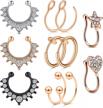 stainless steel fake nose rings with cz inlay - clip on circle hoop no pierced septum jewelry for women & men | jforyou logo