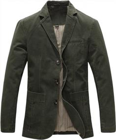 img 4 attached to Chouyatou Men'S Casual Three-Button Stripe Lined Cotton Twill Suit Jacket