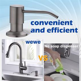img 3 attached to Matte Gray Stainless Steel Kitchen Sink Soap Dispenser - Under-Counter Mount For Dish Detergent And Liquid Soap - Sink-Mounted Countertop Dispenser - Compatible With Kitchen Faucets - By WEWE