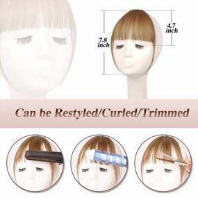 img 2 attached to Get A Chic Look Instantly With FESHFEN Real Hair Clip-In Bangs In Darkest Brown For Women & Girls!