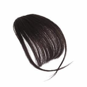 img 3 attached to Get A Chic Look Instantly With FESHFEN Real Hair Clip-In Bangs In Darkest Brown For Women & Girls!