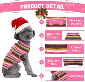 img 2 attached to ABRRLO Christmas Dog Cat Sweaters Xmas Pet Outfits Cute Pink Bone Turtleneck Puppy Sweater Winter Warm Doggie Clothes Knitwear (S, Pink Bone)