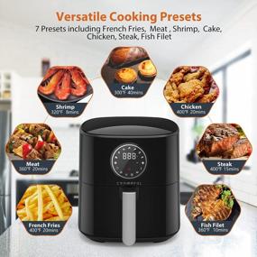img 1 attached to CROWNFUL 5 Quart Air Fryer With LCD Digital Touch Screen And 7 Cooking Presets - Oilless Cooker With 53 Recipes, Nonstick Basket, 1500W ETL Listed (Black)