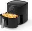 crownful 5 quart air fryer with lcd digital touch screen and 7 cooking presets - oilless cooker with 53 recipes, nonstick basket, 1500w etl listed (black) logo