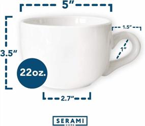 img 3 attached to Set Of 2 Serami 22Oz White Ceramic Soup/Cappuccino Bowls With Thick Walls - Perfect For Big Servings