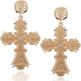 img 4 attached to Big Cross Earrings,Color Crystal Baroque Drop Dangle Earrings For Women Teens Girls Bar Party Gifts