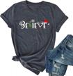 christmas believe tree shirt cute short sleeve christmas graphic tee shirts tops for women christmas shirts logo