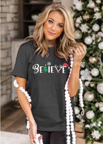 img 1 attached to Christmas Believe Tree Shirt Cute Short Sleeve Christmas Graphic Tee Shirts Tops For Women Christmas Shirts
