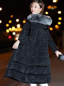 img 1 attached to Chouyatou Women'S Winter Windproof Padded Long Down Alternative Coat Faux Fur Hood