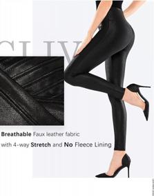 img 1 attached to Women'S Faux Leather Leggings: Stretchy, High Waisted & Tummy Control!