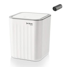 img 4 attached to Compact White Mini Desktop Trash Can with Lid for Office/Kitchen/Coffee Table - 0.6 Gal Square Countertop Garbage Bin