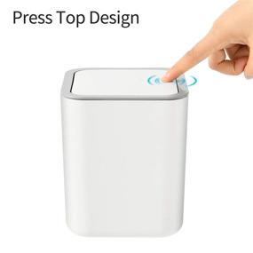 img 2 attached to Compact White Mini Desktop Trash Can with Lid for Office/Kitchen/Coffee Table - 0.6 Gal Square Countertop Garbage Bin