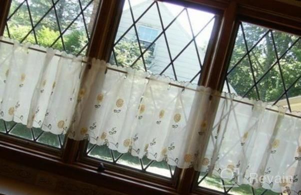 img 1 attached to ZHH Embroidery Valances Countryside Style Cafe Kitchen Window Curtain Floral 1 Panel 70" W X 17" H review by Ryan Lawrence