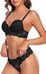 lace bra and panty set for women - sexy underwear with underwire push-up bra - two-piece lingerie set by shekini logo