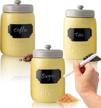 mason jar ceramic canister set for kitchen - set of 3 decorative storage containers with air-tight lids for coffee, sugar & more - country style storage w/reusable writable surface - 12.85oz/canister logo