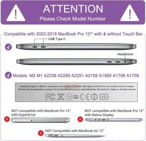 img 3 attached to Совместимый чехол для MacBook Pro 13 дюймов 2022–2017 гг. — жесткий чехол из искусственной кожи + чехол для клавиатуры, черный