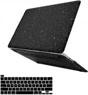 compatible macbook pro 13 inch case 2022-2017 - pu leather hard shell + keyboard cover, black logo