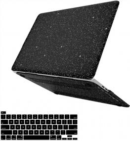 img 4 attached to Совместимый чехол для MacBook Pro 13 дюймов 2022–2017 гг. — жесткий чехол из искусственной кожи + чехол для клавиатуры, черный