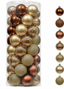 img 4 attached to Add Holiday Elegance With Valery Madelyn 50Ct 60Mm Copper Gold Shatterproof Ornaments