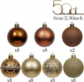 img 1 attached to Add Holiday Elegance With Valery Madelyn 50Ct 60Mm Copper Gold Shatterproof Ornaments