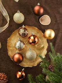 img 2 attached to Add Holiday Elegance With Valery Madelyn 50Ct 60Mm Copper Gold Shatterproof Ornaments