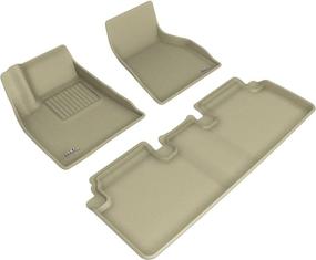 img 1 attached to 🔝 Premium Custom Fit All-Weather 3D MAXpider Floor Mats for Tesla Model S - Kagu Series in Tan