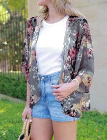 img 1 attached to 🌸 Chic Floral Chiffon Swimsuit Cardigans for Women's Beachwear