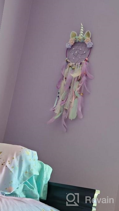 img 1 attached to QtGirl Unicorn Dream Catcher Feather Wall Decor: Vibrant Flower Dream Catcher for Girls Bedroom – Stunning Flower Wall Hanging Decoration review by Francisco Duncan