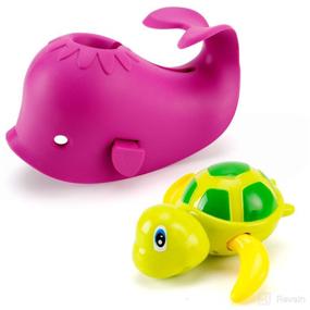 img 4 attached to 🐳 Artoflifer Baby Bath Spout Cover Bundle - Purple Whale Faucet Extender & Wind Up Turtle Faucet Cover Set - Soft Silicone Spout Protector for Baby Bathtub - Protects Purple