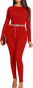 img 3 attached to BEAGIMEG Womens Sleeve Bodycon Jumpsuits Women's Clothing in Jumpsuits, Rompers & Overalls