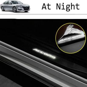 img 2 attached to 🔥 Boltry Fashion Style Stainless Steel LED Door Sill Scuff Plate Guard Sills Protector Trim Accessories 4PCS for Honda 10th Accord 2018 2019 2020 (White Light): A Chic and Practical Addition for Your Honda Accord