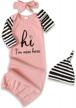 soft cotton newborn nightgown with long sleeves for baby boys and girls - striped sleeping bag set for coming home outfits logo