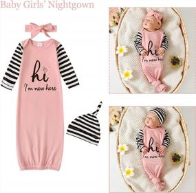img 3 attached to Soft Cotton Newborn Nightgown With Long Sleeves For Baby Boys And Girls - Striped Sleeping Bag Set For Coming Home Outfits