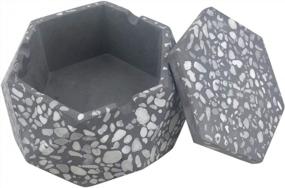 img 1 attached to Windproof Cement Ash Tray With Lid - FREELOVE JINC Terrazzo Cigarette Ashtray For Indoor/Outdoor Use, Patio, Office & Home (Stone Grey J)