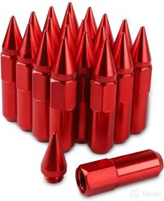 img 4 attached to 🔴 20PCS 60MM Extended Tuner Lug Nuts for Rims M12X1.5 (Red) - Steel Spikes