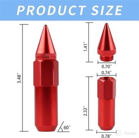 img 3 attached to 🔴 20PCS 60MM Extended Tuner Lug Nuts for Rims M12X1.5 (Red) - Steel Spikes