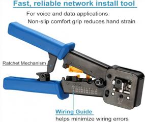 img 1 attached to Hiija RJ45 Crimp Tool Pass Through Cat5 Cat5E Cat6 Crimping Tool For RJ45/RJ12 Regular And End-Pass-Through Connectors With 50PCS Connectors, 50PCS Covers And Network Wire Stripper