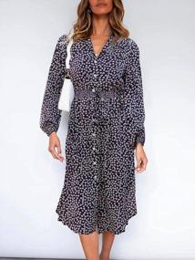 img 1 attached to Fall In Love With SHIBEVER'S Floral Midi Dress: Long Sleeve, V-Neck, Tie Front, And Flowy Fit