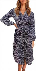 img 3 attached to Fall In Love With SHIBEVER'S Floral Midi Dress: Long Sleeve, V-Neck, Tie Front, And Flowy Fit