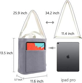 img 2 attached to Универсальная и вместительная холщовая большая сумка со съемным плечевым ремнем для повседневной работы и повседневного использования