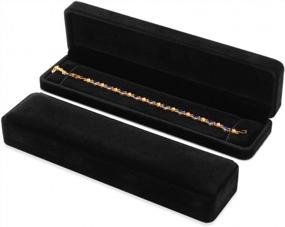 img 4 attached to 2-Piece Velvet Necklace Chain Bracelet Display Case Storage Jewelry Gift Box - 8.7X1.6X2In - ISuperb