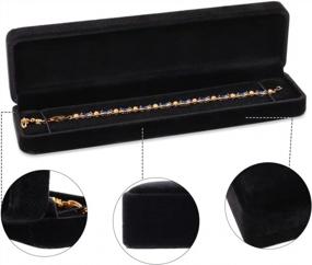 img 1 attached to 2-Piece Velvet Necklace Chain Bracelet Display Case Storage Jewelry Gift Box - 8.7X1.6X2In - ISuperb