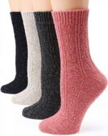 mirmaru women's premium winter 4 pairs wool and cotton blend crew socks collection logo