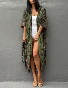 img 3 attached to Women'S Stylish Tie Dye Long Kimono Swimsuit Cover Up With Open Front By Bsubseach