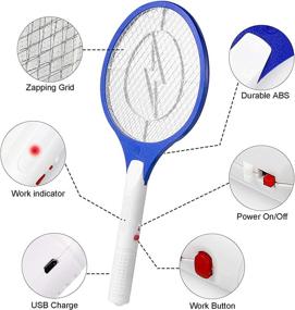 img 3 attached to XUELI Bug Zapper: 3500Volt Electric Fly Swatter with Rechargeable Racket, Safe to Touch Mesh Net - Perfect Indoor & Outdoor Pest Control. Includes USB Charger.