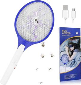 img 4 attached to XUELI Bug Zapper: 3500Volt Electric Fly Swatter with Rechargeable Racket, Safe to Touch Mesh Net - Perfect Indoor & Outdoor Pest Control. Includes USB Charger.