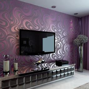 img 3 attached to Abstract Curve 3D Wallpaper Roll In Striped Purple | QIHANG | Flocking Texture | Modern Mural | Qh-Wallpaper | Coverage: 5.88㎡ (0.7M X 8.4M)