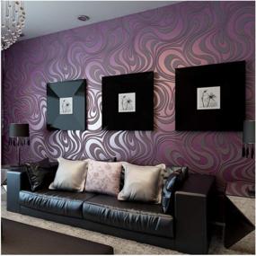 img 4 attached to Abstract Curve 3D Wallpaper Roll In Striped Purple | QIHANG | Flocking Texture | Modern Mural | Qh-Wallpaper | Coverage: 5.88㎡ (0.7M X 8.4M)