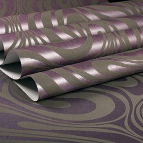 img 1 attached to Abstract Curve 3D Wallpaper Roll In Striped Purple | QIHANG | Flocking Texture | Modern Mural | Qh-Wallpaper | Coverage: 5.88㎡ (0.7M X 8.4M)